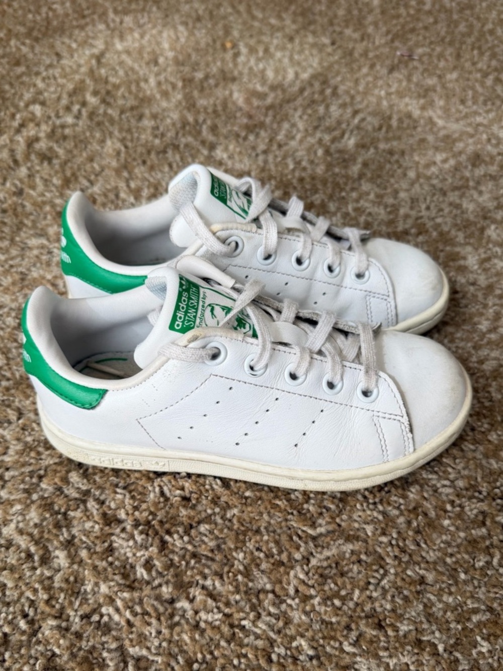 Kids adidas Stan Smith White & Green Sneakers size 12.5